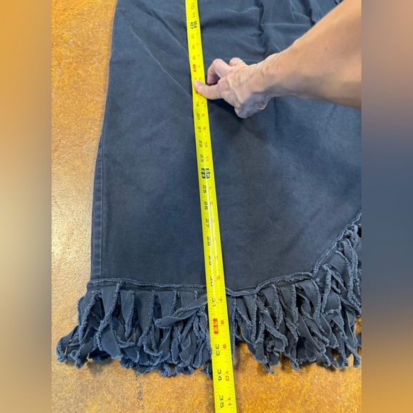 Vintage fringe Alfredo’s Wife pull on faux wrap midi skirt black med w/pocketz - Picture 7 of 13